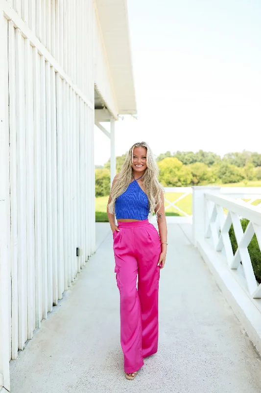 My Good Side Cargo Trouser - Magenta Stylish Women's Tropical 
