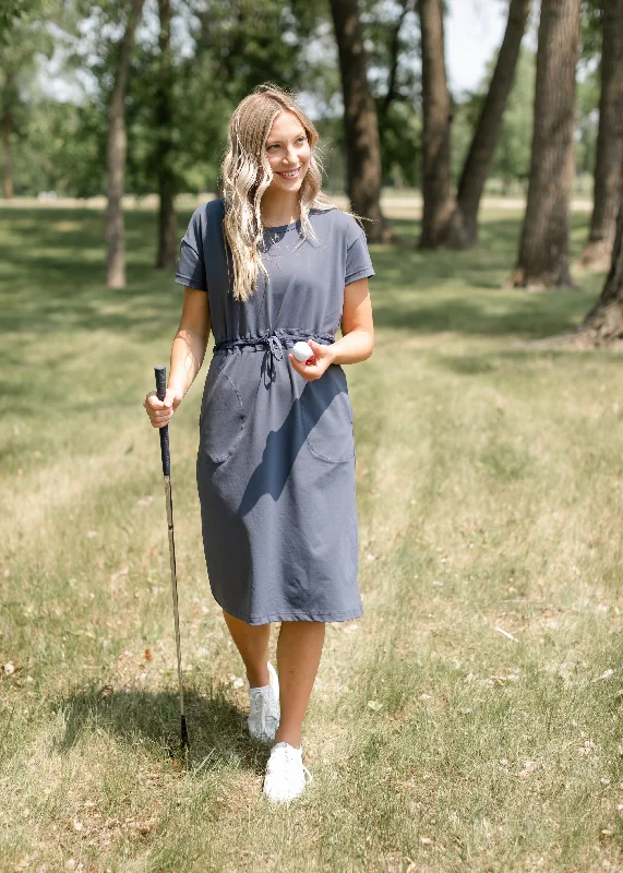 Becca Cinch Waist Athletic Midi Dress - FINAL SALE Dapper Women's Bow - adorned