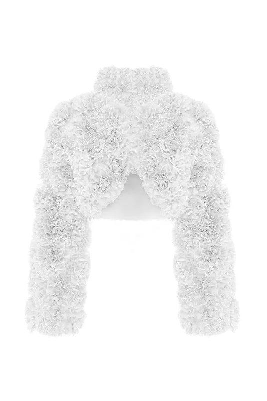 Cropped chiffon jacket with ruffles European