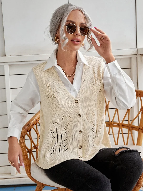 Casual Plain Button Front Sleeveless V Neck Knee Length Women Cardigan Youthful Women's Anime - inspired Casual Plain Button Front Sleeveless V Neck Knee Length Women Cardigan Youthful Women's Anime - inspired