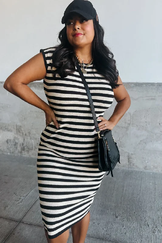 Brynn Striped Midi Dress British Gentlewoman Style