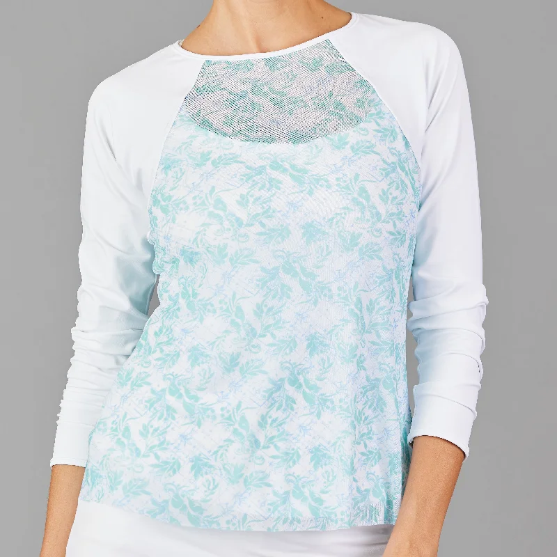 Cyan Sheer-body Top (print) European