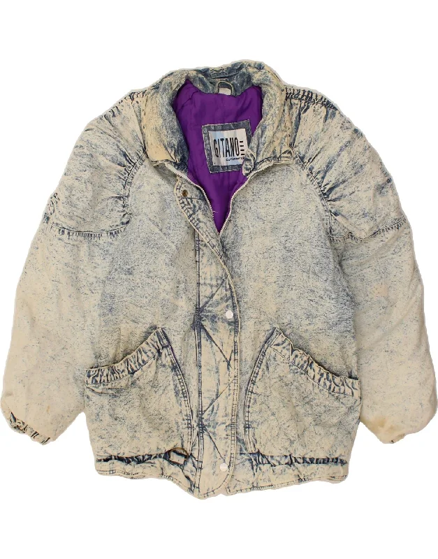 GITANO Womens Denim Jacket UK 14 Medium Blue Cotton Sleek Women's Metallic