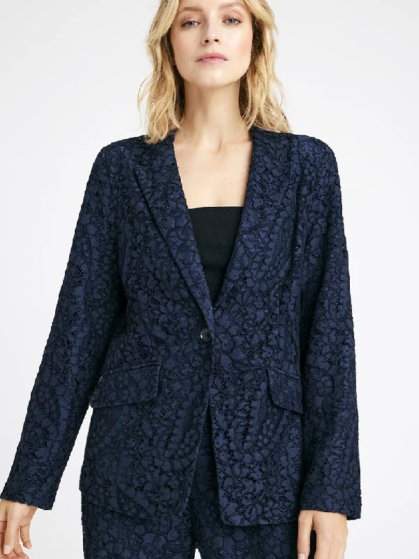 Gustav Suszann Navy Lace Blazer Bold Women's Statement