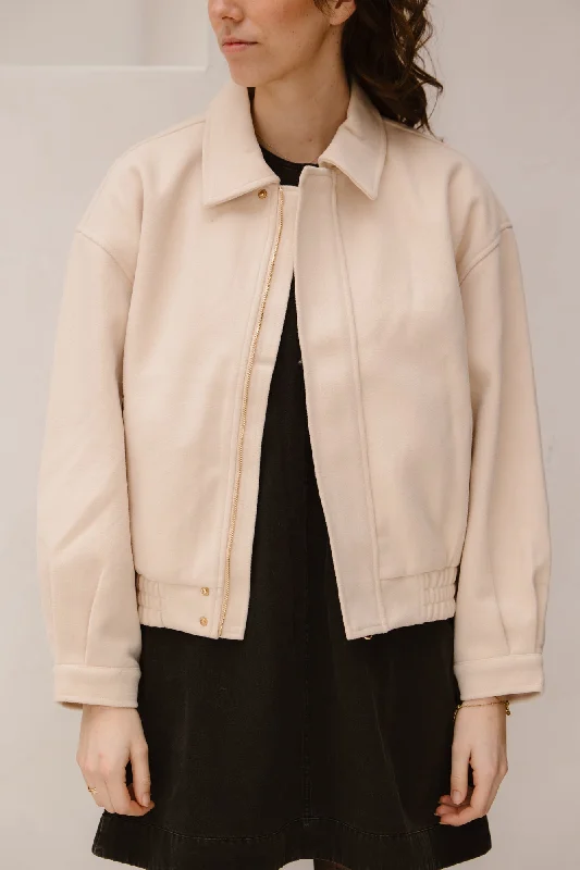 Oversized soft jacket 9843 beige Dapper Women's Bow - adorned