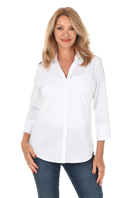 V-Neck Button-Front Shirt Stylish Women's Neon