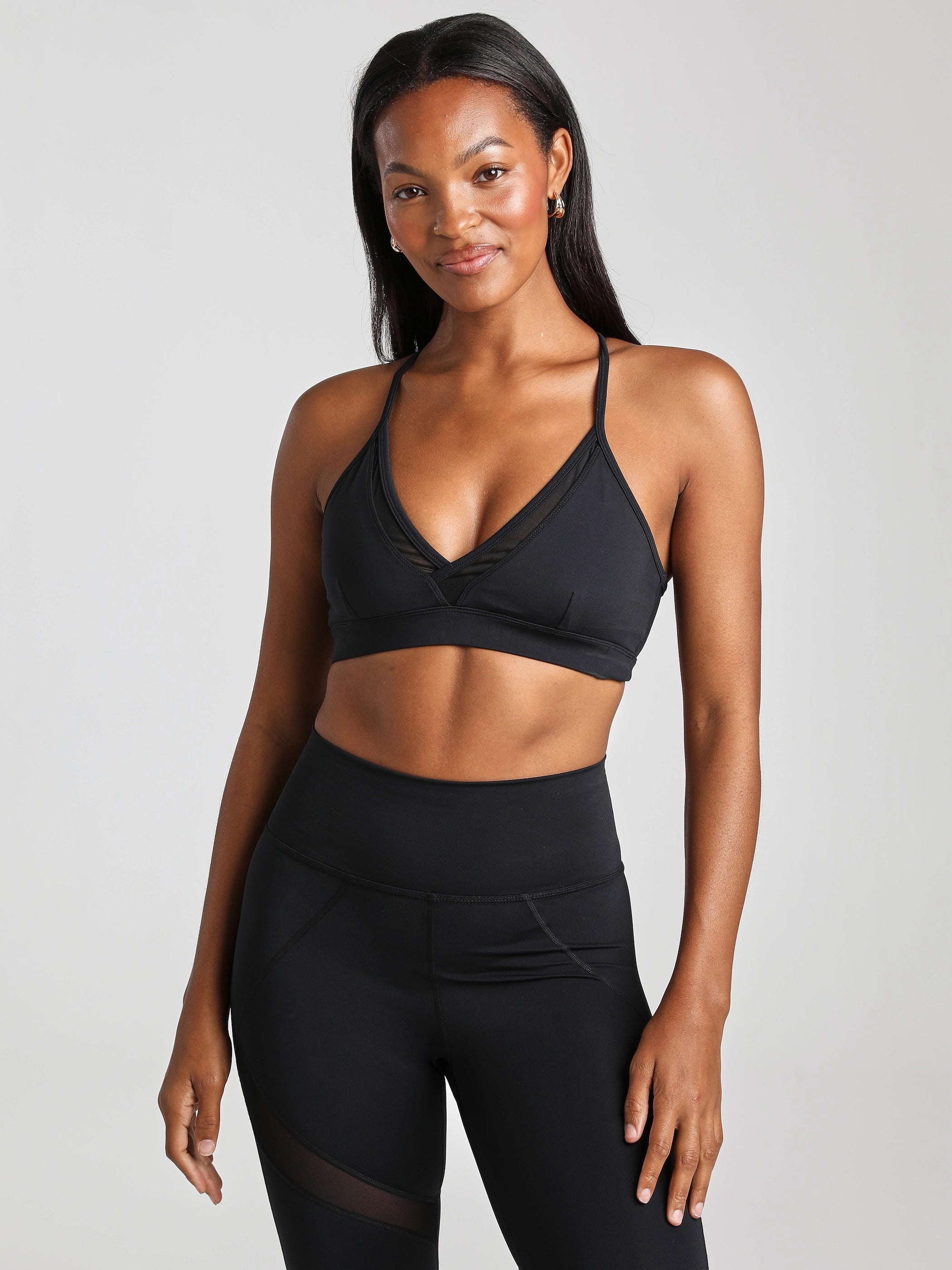 V-Neck Mesh Panel Bra Country