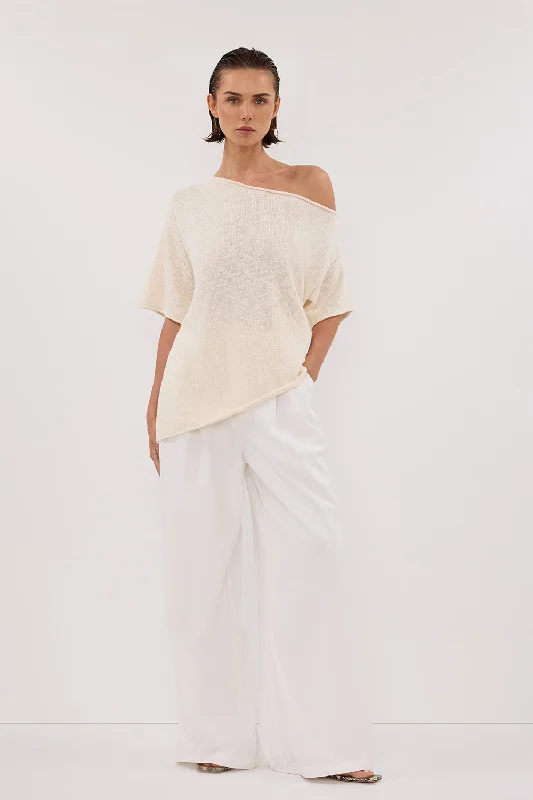 RICK CREAM ASYM KNIT TOP Confident Women's High - fashion