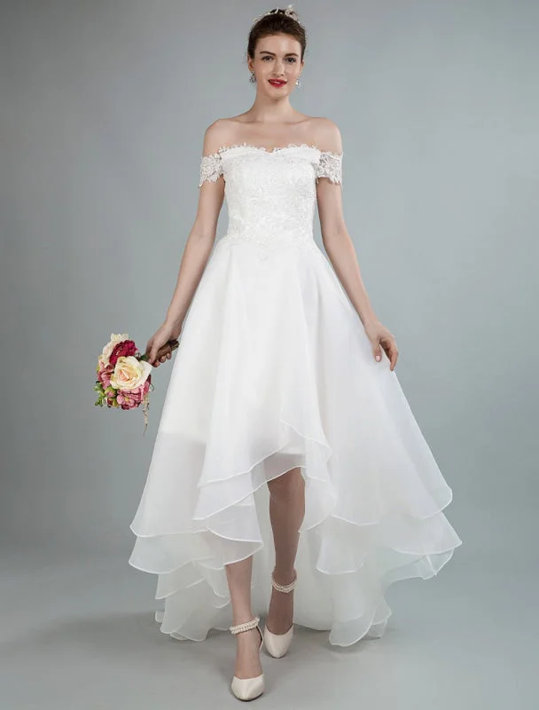 Simple Wedding Dress A Line Off The Shoulder Sleeveless Lace Bridal Dresses With Train Exclusive Sophisticated Women's 