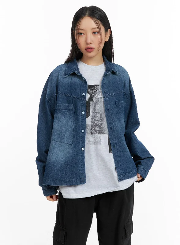 Oversized Denim Pocket Blouse CM419 Australian Beach