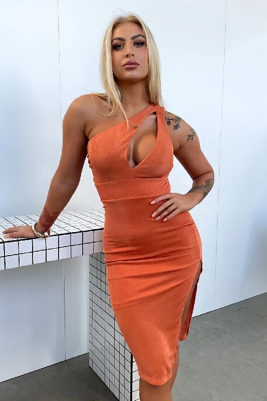 Blake Midi Dress - Orange Dapper Women's Bow - adorned