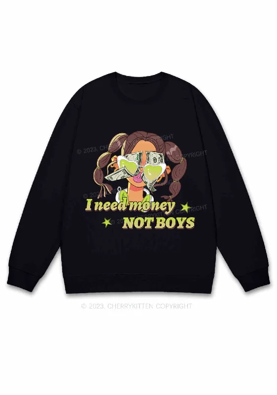 Girl I Need Money Not Boys Y2K Sweatshirt Cherrykitten Edgy Women's Punk
