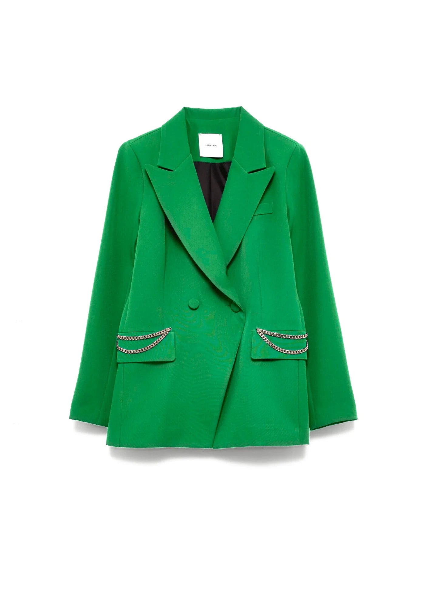 GREEN BLAZER WITH CHAINS Polished Women's Silk