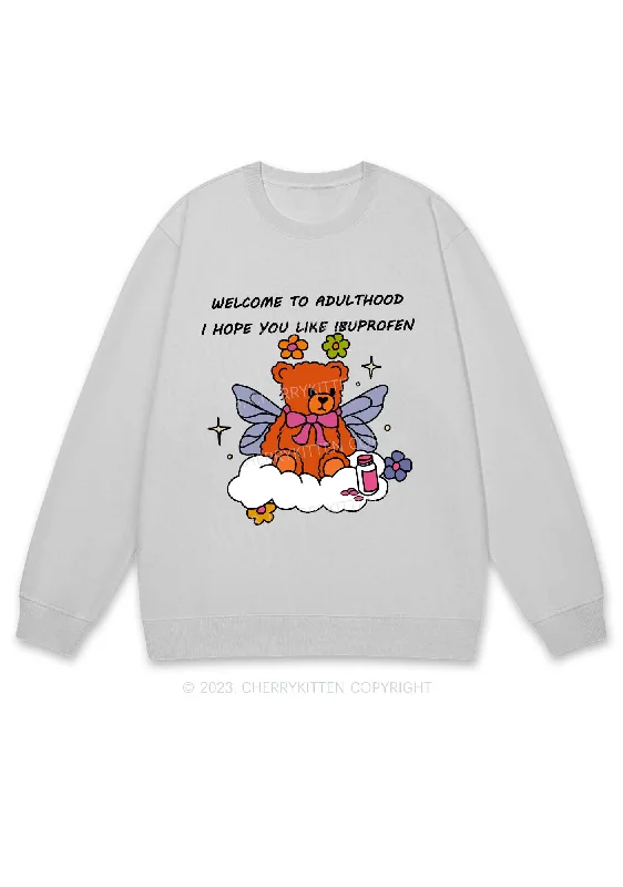 Welcome To Adulthood Y2K Sweatshirt Cherrykitten Dynamic Women's High - energy