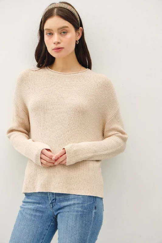 Round Neck Long Sleeve Sweater Earthy Women's Hemp - based