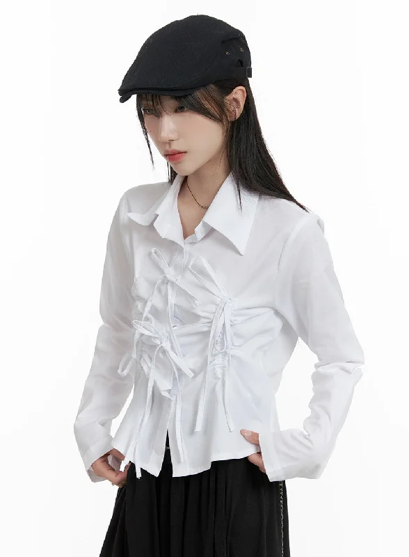 Tie Shirred Crop Shirt CA404 French