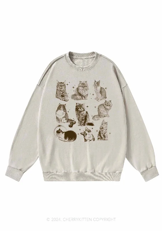 Retro Kitten Y2K Washed Sweatshirts Cherrykitten Cool Women's Skate