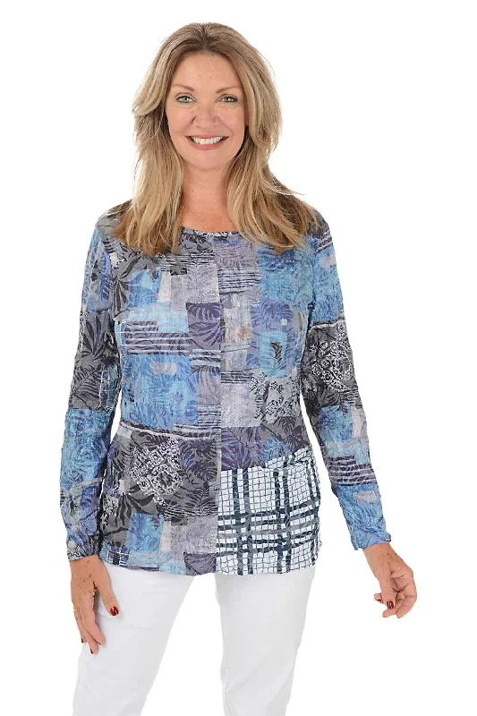 Dusk Pocket Crinkle Knit Top Classic Women's Tweed