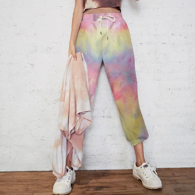 Tie Dye Print Sweatshirts Sports Pants Casual Loungewear Wholesale Pants Vendors Bold Women's Animal Print