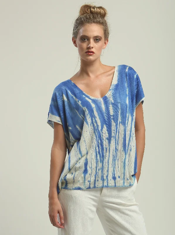 Hand Painted V neck Poncho Tee Vacation