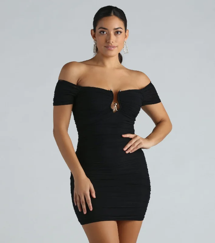 Show Off Mesh Off-The-Shoulder Mini Dress Vacation
