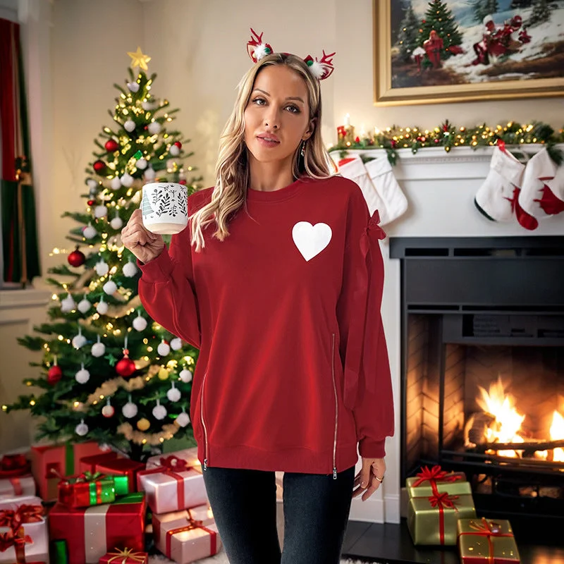 Christmas Autumn Round Neck Red Sweater Wholesale Womens Clothing N3824112000036 Scandinavian