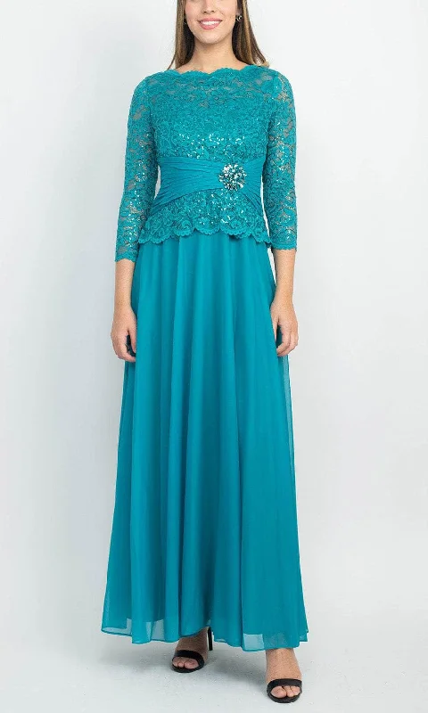 Marina 267240 - Bateau Sequin Lace Formal Dress Hip Women's Retro