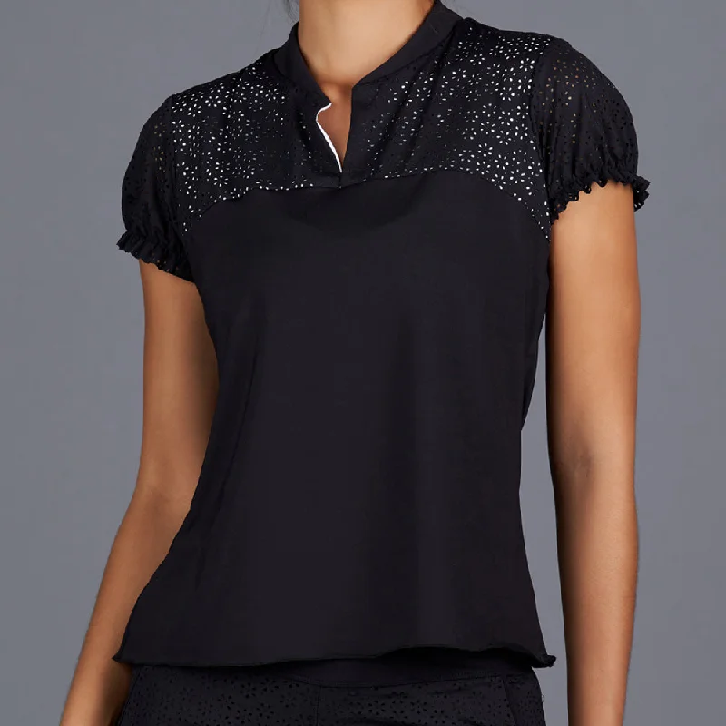 All Season Short-Sleeve Collar Top (black) Practical Women's Multi - 