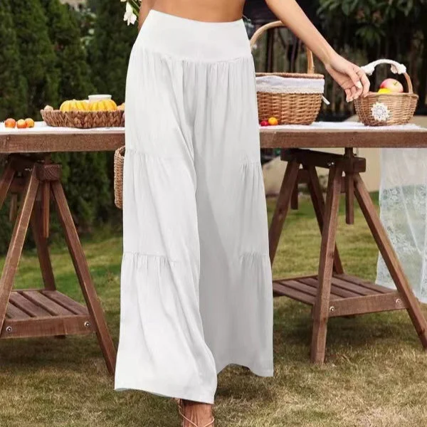 Cotton Linen Casual High Waist Women Wide Leg Loose Trousers Wholesale Pants Sleek Women's 