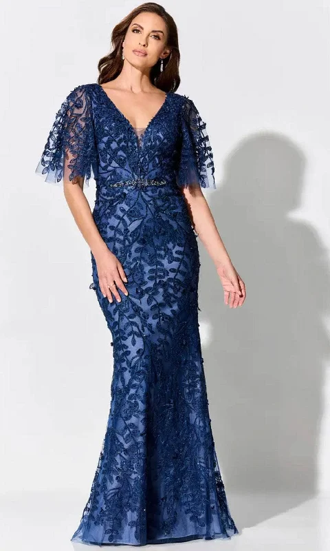 Ivonne D ID905FLT - Flutter Sleeve Lace Evening Dress Women