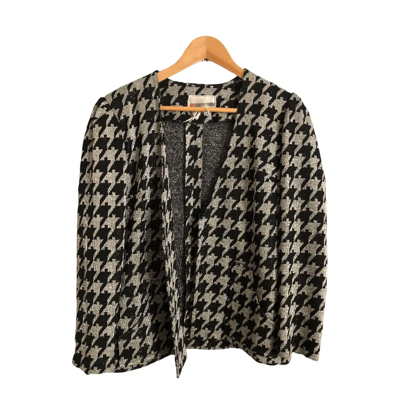 Mistermonte Vintage Evening Jacket Black Metallic Silver Houndstooth Pattern UK Size 10-12 Traditional Women's Mistermonte Vintage Evening Jacket Black Metallic Silver Houndstooth Pattern UK Size 10-12 Traditional Women's