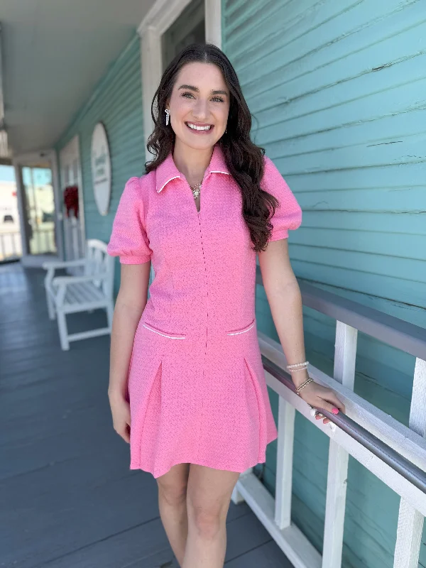 (THML)The Nancy Ruffle Dress-Pink Sleek Women's 