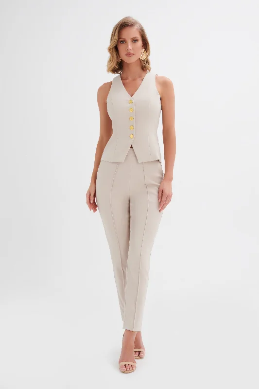 ARIA Rose Button Waistcoat in Champagne Sophisticated Women's 