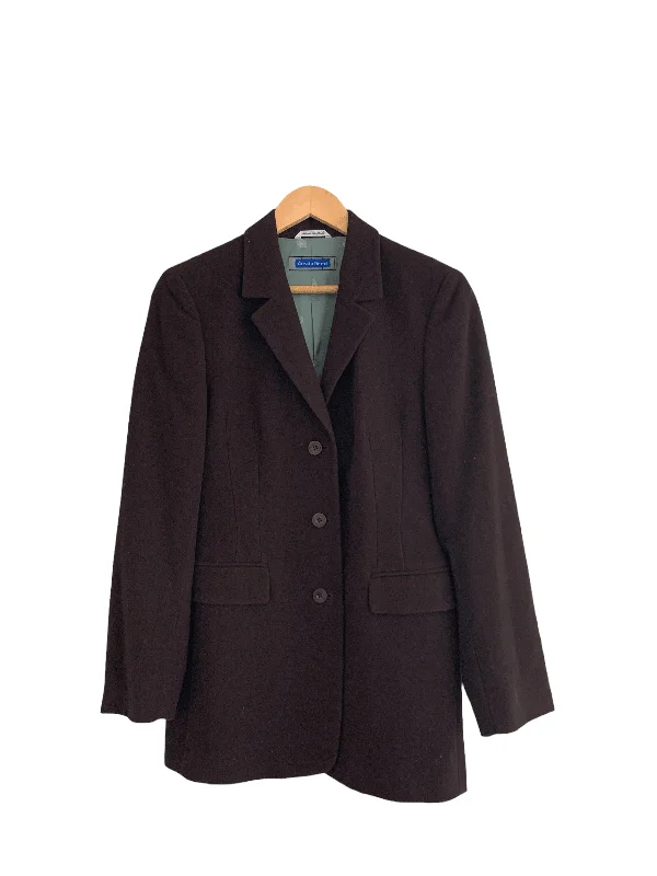 Austin Reed 100% Wool Single Breasted Jacket Brown IT36 UK Size 12 Hip Women's Retro
