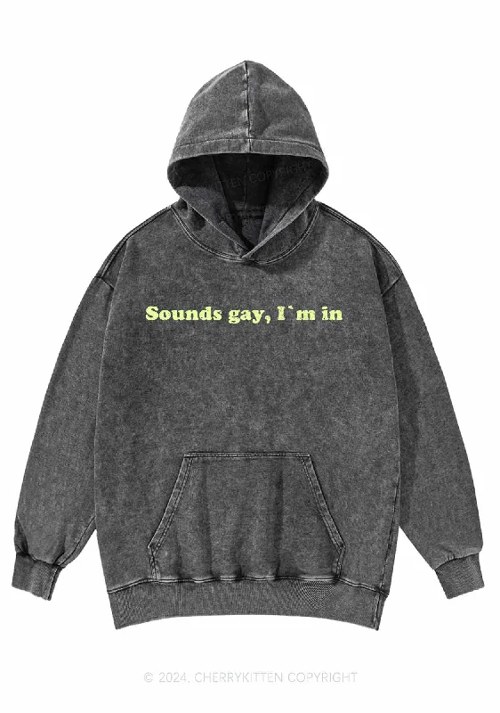 Sounds Gay Y2K Washed Hoodie Cherrykitten Traditional Women's Wool