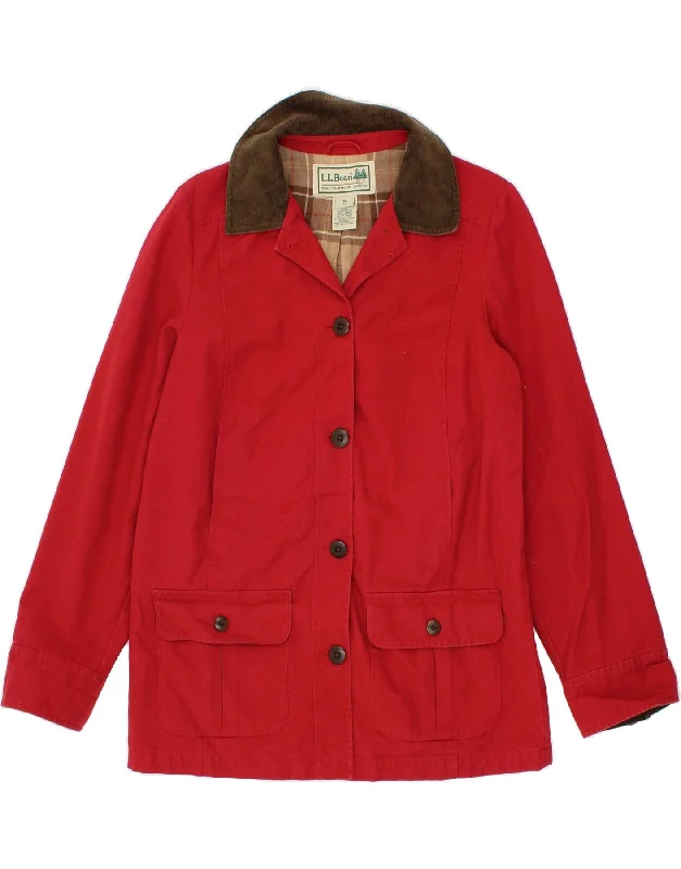 L.L.BEAN Womens Windbreaker Jacket UK 14 Medium Red Cotton Street