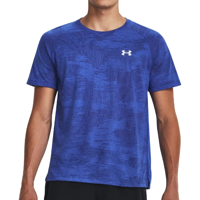 Under Armour Streaker Speed Camo Short Sleeve Mens Running Top - Blue Adventure