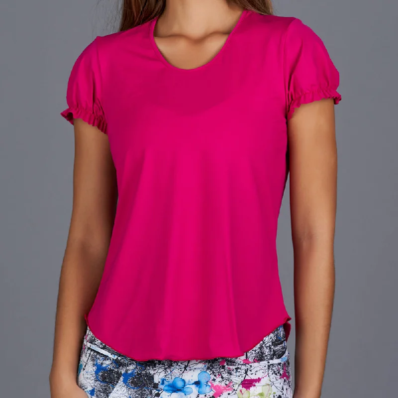 City Etch Gathered-sleeve Tee (fuchsia) Stylish Women's Tropical 