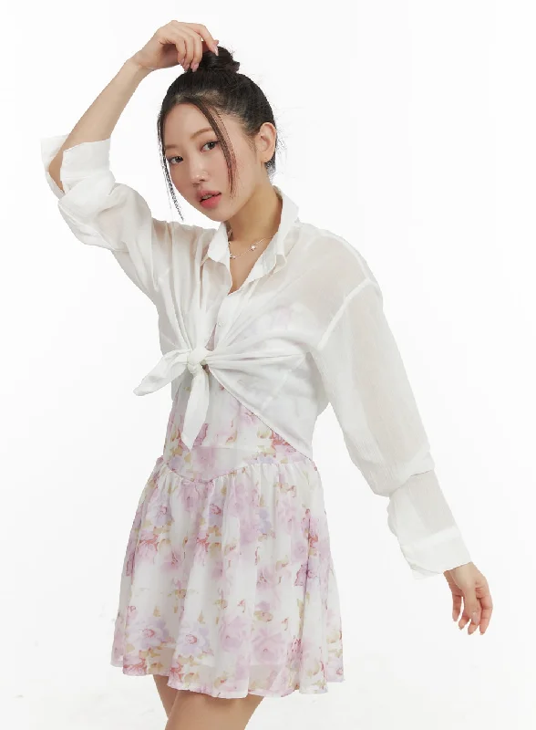 Front Tie Crop Blouse OM428 Sharp Women's Italian