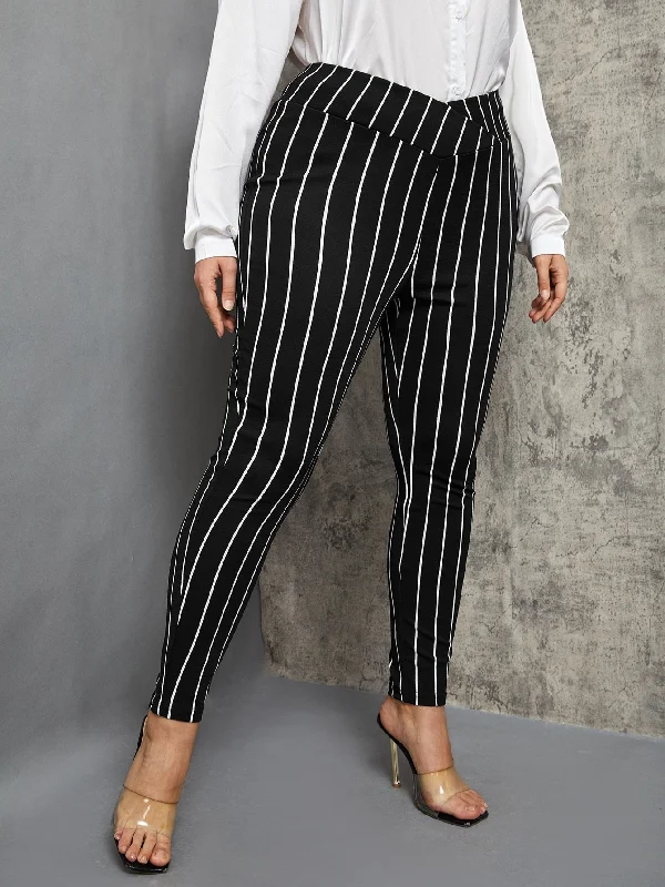 Striped Long Plus Size Pants Practical Women's Quick - dry