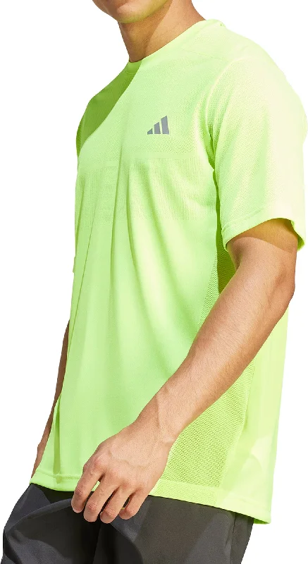 adidas Ultimate Engineered Knit Short Sleeve Mens Running Top - Yellow Laid - back Women's Style
