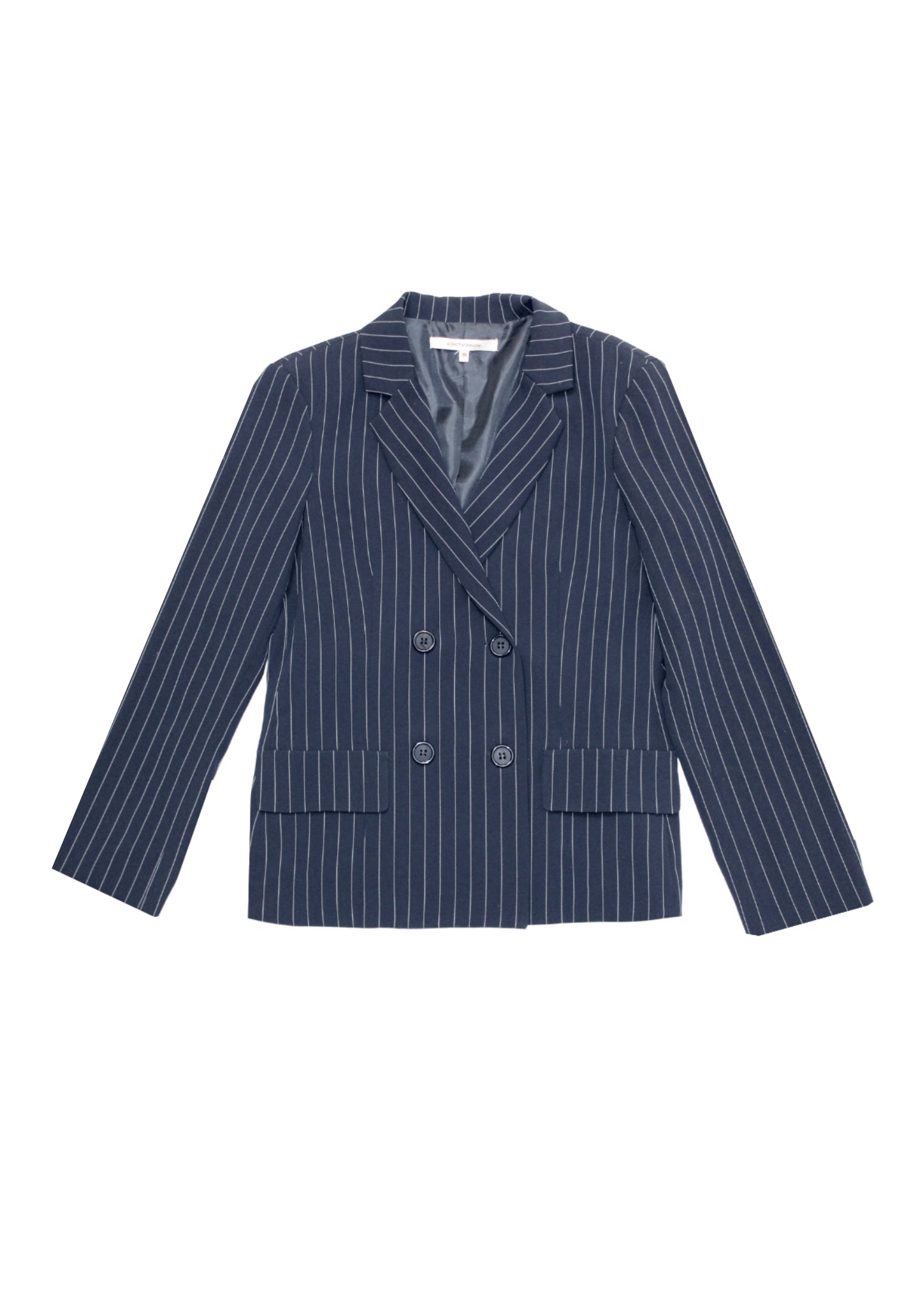 DARK BLUE STRIPED JACKET Minimalist Women's Casual