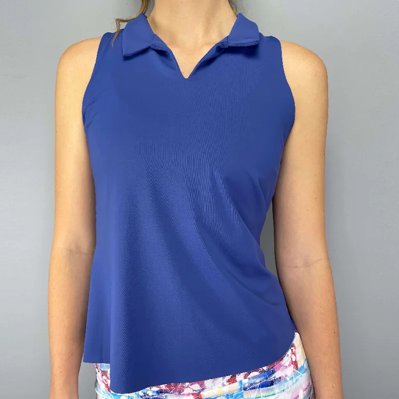 Juliette Sleeveless Collar Top (royal blue) Bold Women's Animal Print