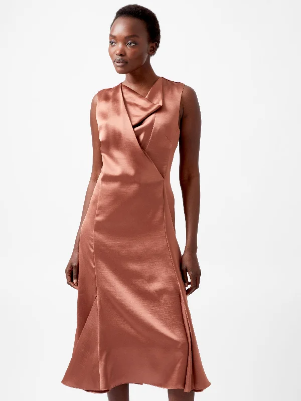 Irina Satin Sleeveless Cowl Neck Dress Gym