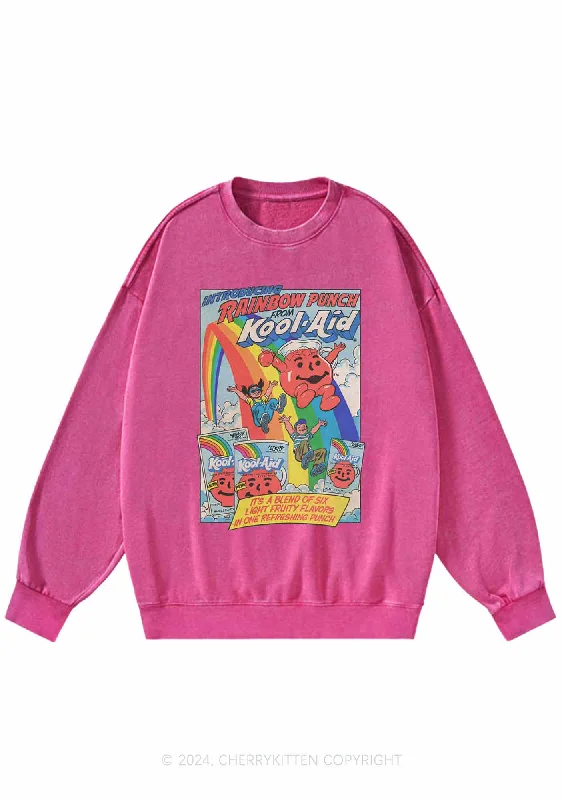 Rainbow Punch Y2K Washed Sweatshirts Cherrykitten Sleek Women's Metallic