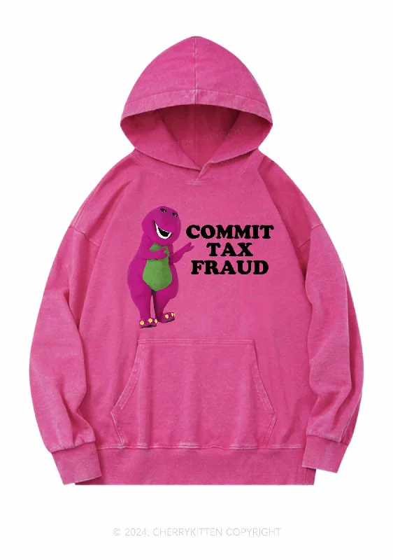 Commit Tax Fraud Y2K Washed Hoodie Cherrykitten Compression