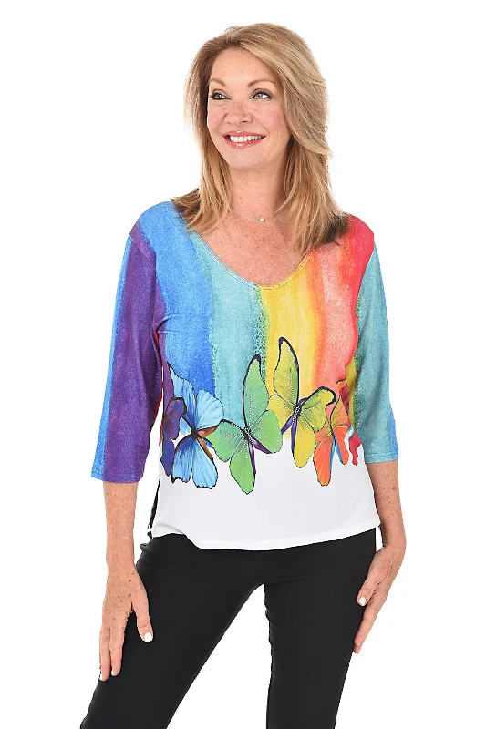 Bright Butterflies Knit Top Laid - back Women's Vibe