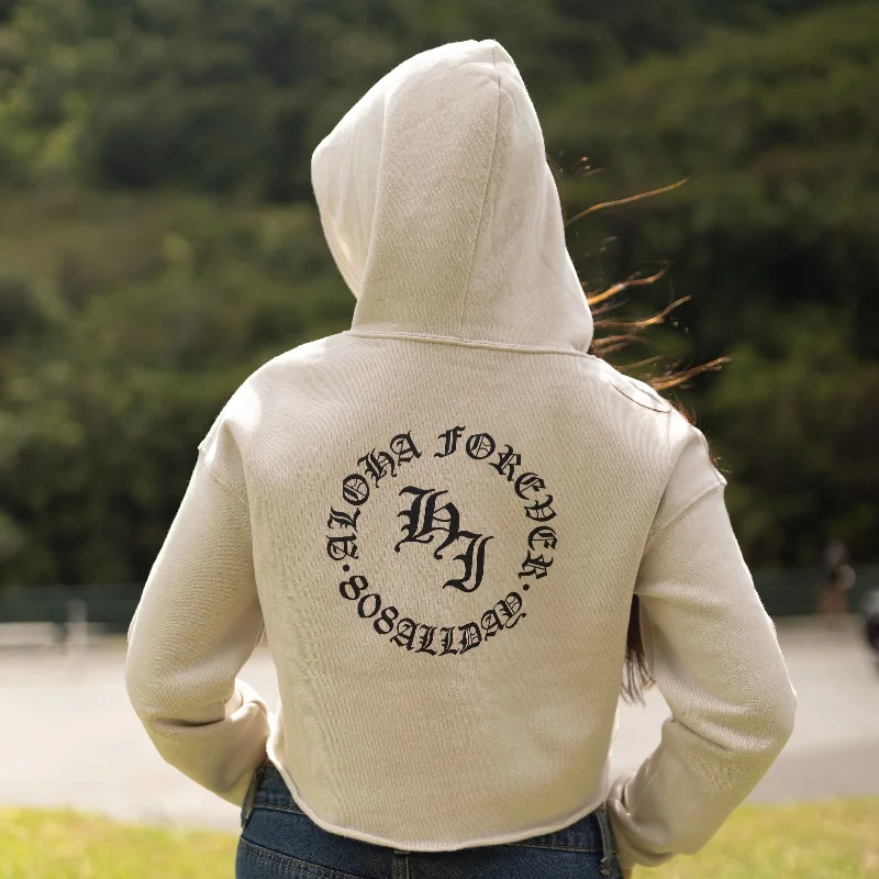 808ALLDAY Women's Stone Aloha Forever Crop Hoodie Australian Beach