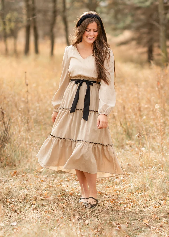 Naya Contrast Detail Tiered Midi Dress Cool Women's Distressed