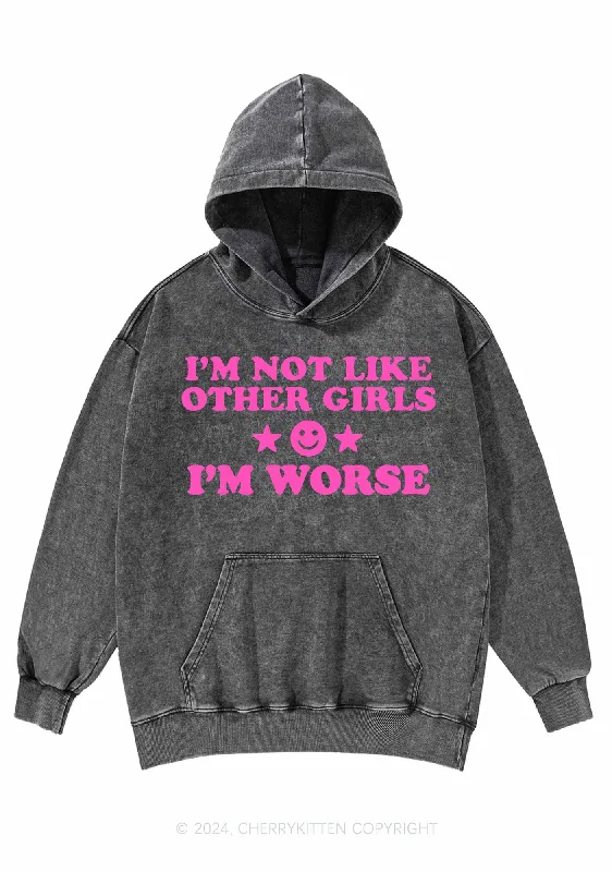 I'm Worse Y2K Washed Hoodie Cherrykitten Elegant Women's 
